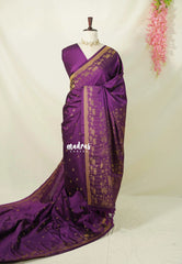 Royal Purple - Hamsavalli – Soft Silk Saree Rich Pichwai Depiction Pallu and Lotus Weaving Border  - Best for wedding