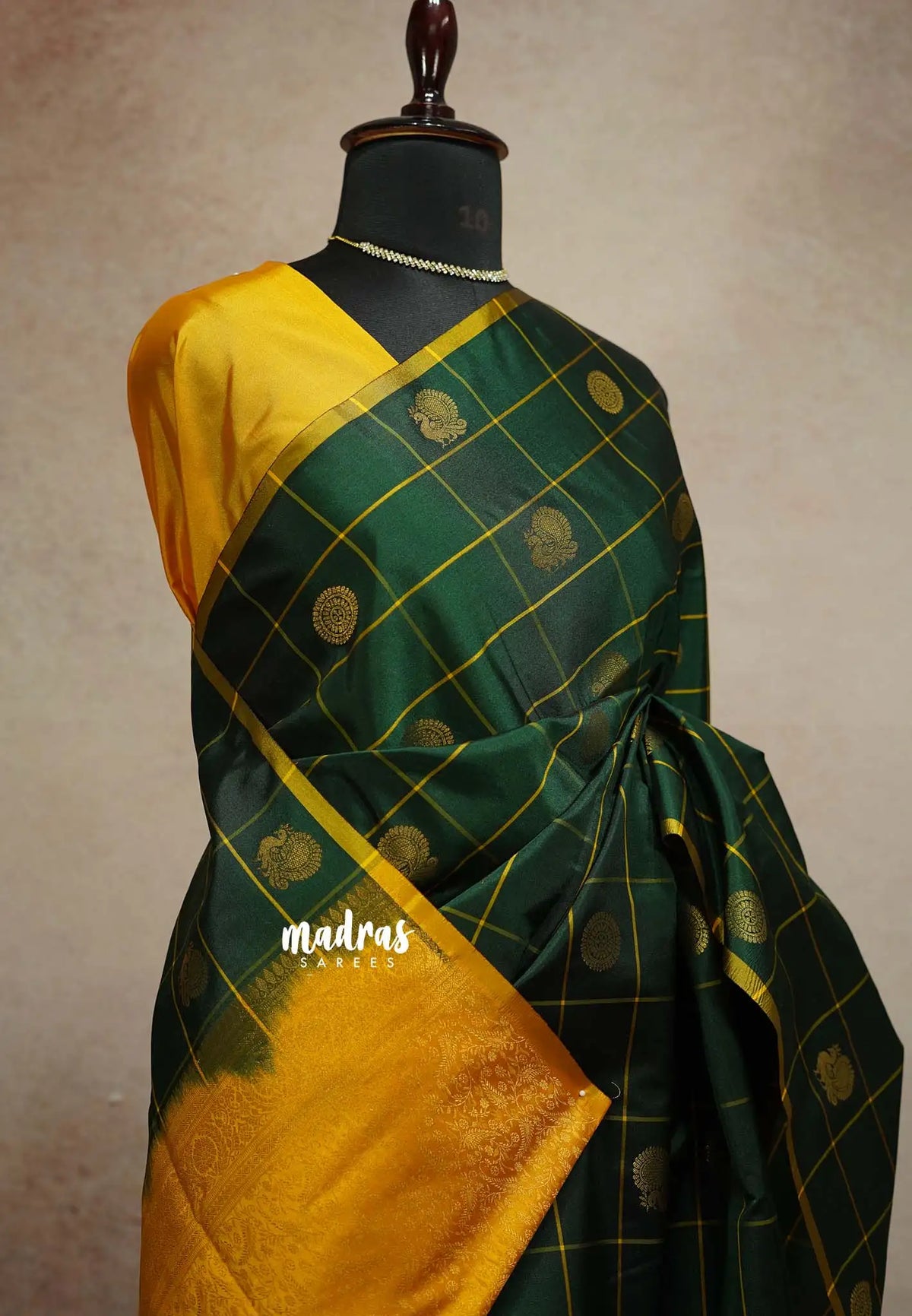 Midnight Emerald Green - Hamsavalli – Soft Silk Elegance rudraksham mayil kattam - Perfect for Wedding Functions