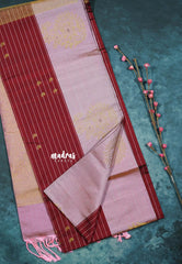 Majestic Maroon with Gold - Hamsavalli – Soft silk with stripes weaving mango small border rich pallu