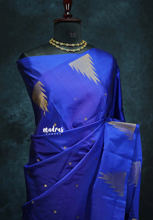 MS Blue - Hamsavalli – Soft Silk Elegance saree with temple weaving rich pallu