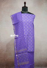 Hand-Block Printed Cotton Salwar Suit with Kota Dupatta - Lavender