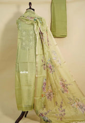 Amitha – Pista Green Hand Embroidered Pure Kota Silk Salwar Suit