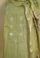 Amitha – Pista Green Hand Embroidered Pure Kota Silk Salwar Suit