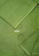 Sage Green - Shalini - Handmade Pure Kota Cotton with Crochet Handwork - Best for Office Wear / Hightea party