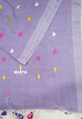 Idhayam -  Soft khadi with heart embroidery - Dual shade Lavender