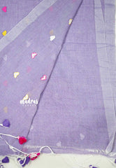 Idhayam -  Soft khadi with heart embroidery - Dual shade Lavender