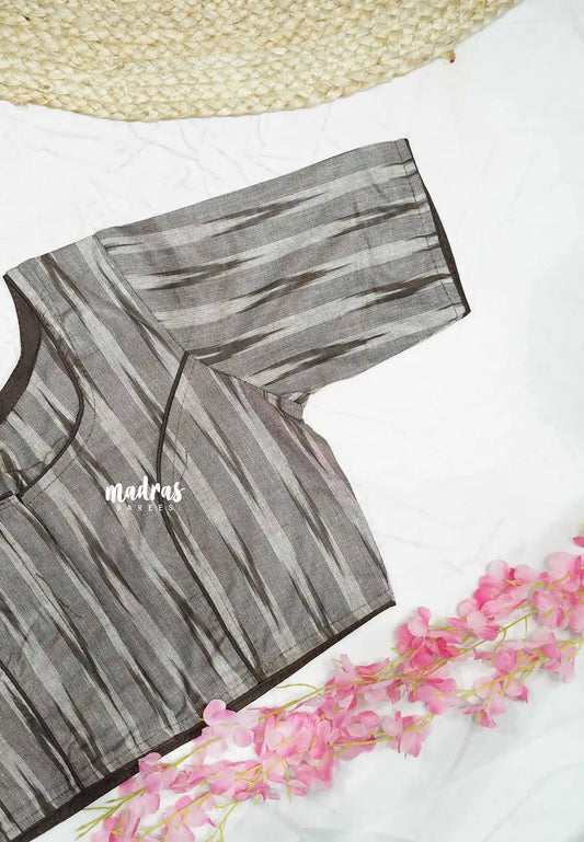 5 colors available - Ikkat print Pure cotton readymade blouse - Aazhi