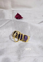 Amethyst Raw Stone Handmade Imported Contemporary Stack Adjustable Ring