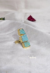 Amazonite Green Raw Stone Handmade Imported Contemporary Stack Adjustable Ring