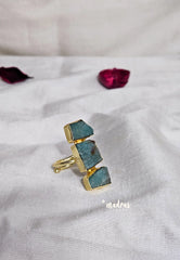Malachite Green Raw Stone Handmade Imported Contemporary Stack Adjustable Ring