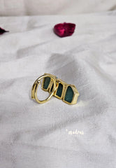 Malachite Green Raw Stone Handmade Imported Contemporary Stack Adjustable Ring