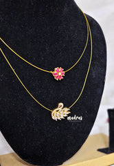 Invisible viral Wire Necklace – Premium Floating Multilayer Peacock and Flower Pendant