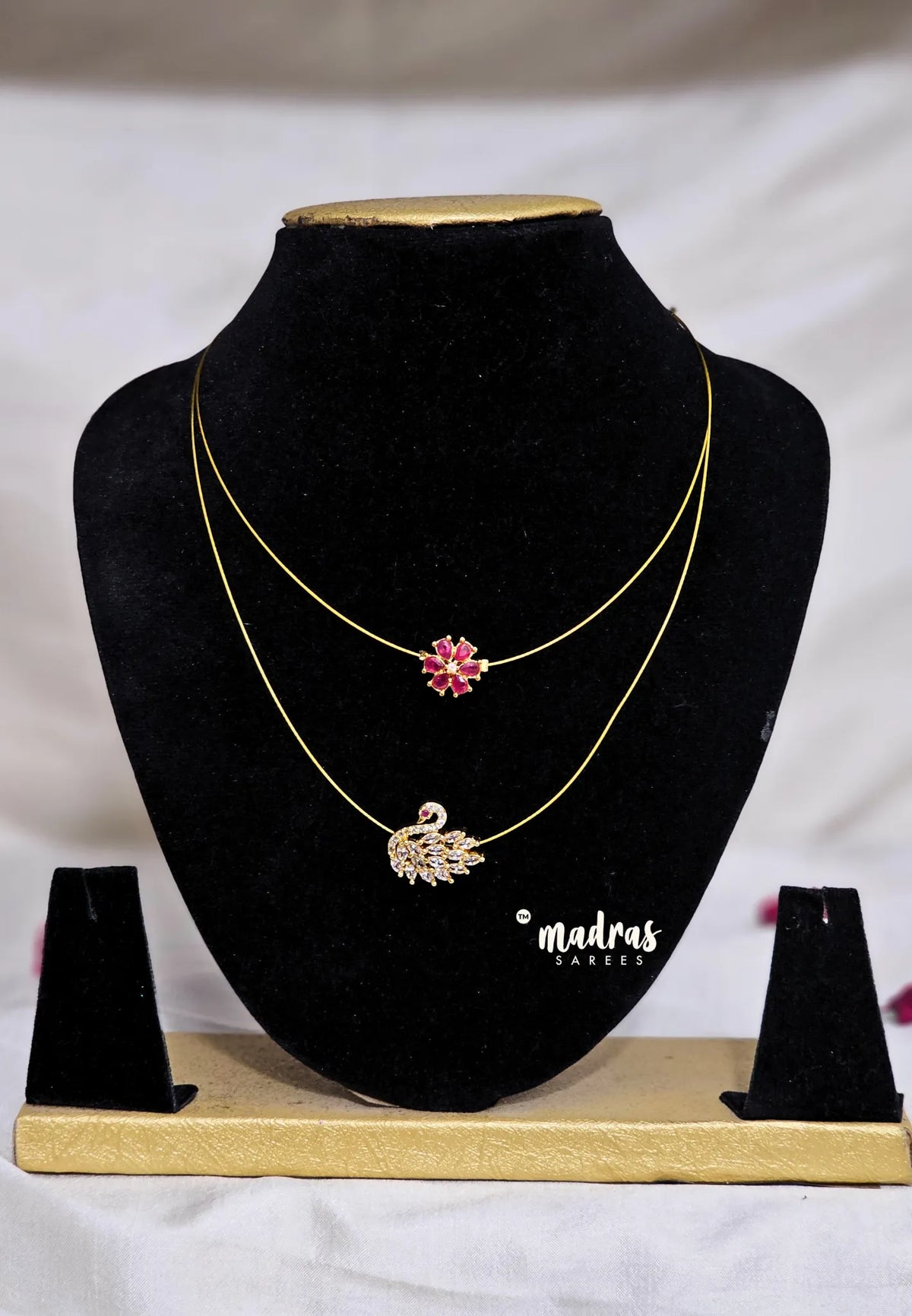 Invisible viral Wire Necklace – Premium Floating Multilayer Peacock and Flower Pendant