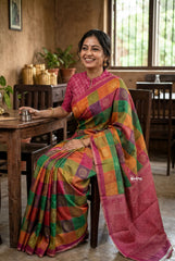 (PRE-BOOKING) Heritage Rainbow - Isha - Chanderi Silk with Paalum Pazhamum Kattam prints  Prints - Best for Small Functins