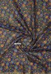 Orange - Isha - Chanderi Cotton Floral Prints with Small Border