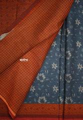 Premium chanderi silk cotton jaipur prints - Indigo