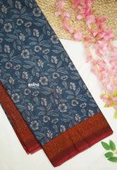 Premium chanderi silk cotton jaipur prints - Indigo