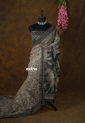 Tan Brown - Isha - Chanderi cotton with art pallu  - Perfect for Office Wear | corporate meetings | College