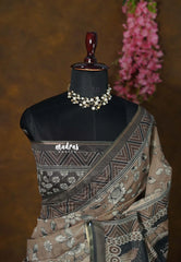 Tan Brown - Isha - Chanderi cotton with art pallu  - Perfect for Office Wear | corporate meetings | College