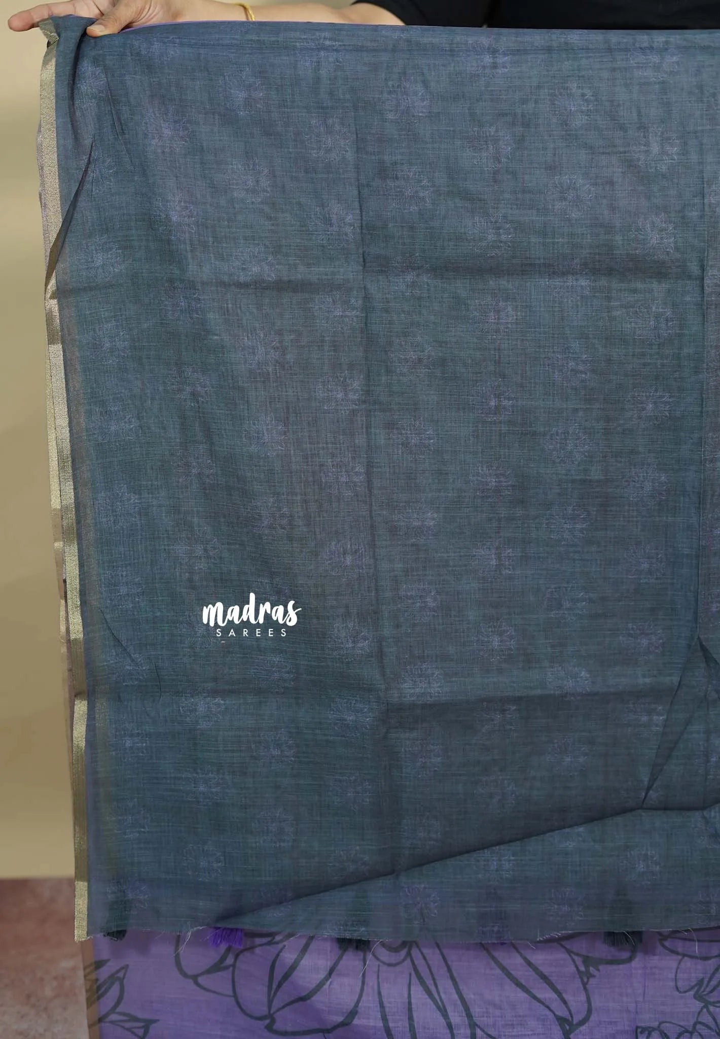Lavender - Isha - Chanderi cotton with big floral prints with tiny boder Design 2