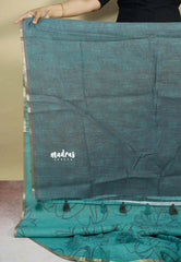 Sea Green - Isha - Chanderi cotton with big floral prints with tiny boder