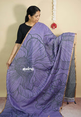 Lavender - Isha - Chanderi cotton with big floral prints with tiny boder Design 1
