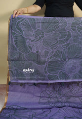 Lavender - Isha - Chanderi cotton with big floral prints with tiny boder Design 1