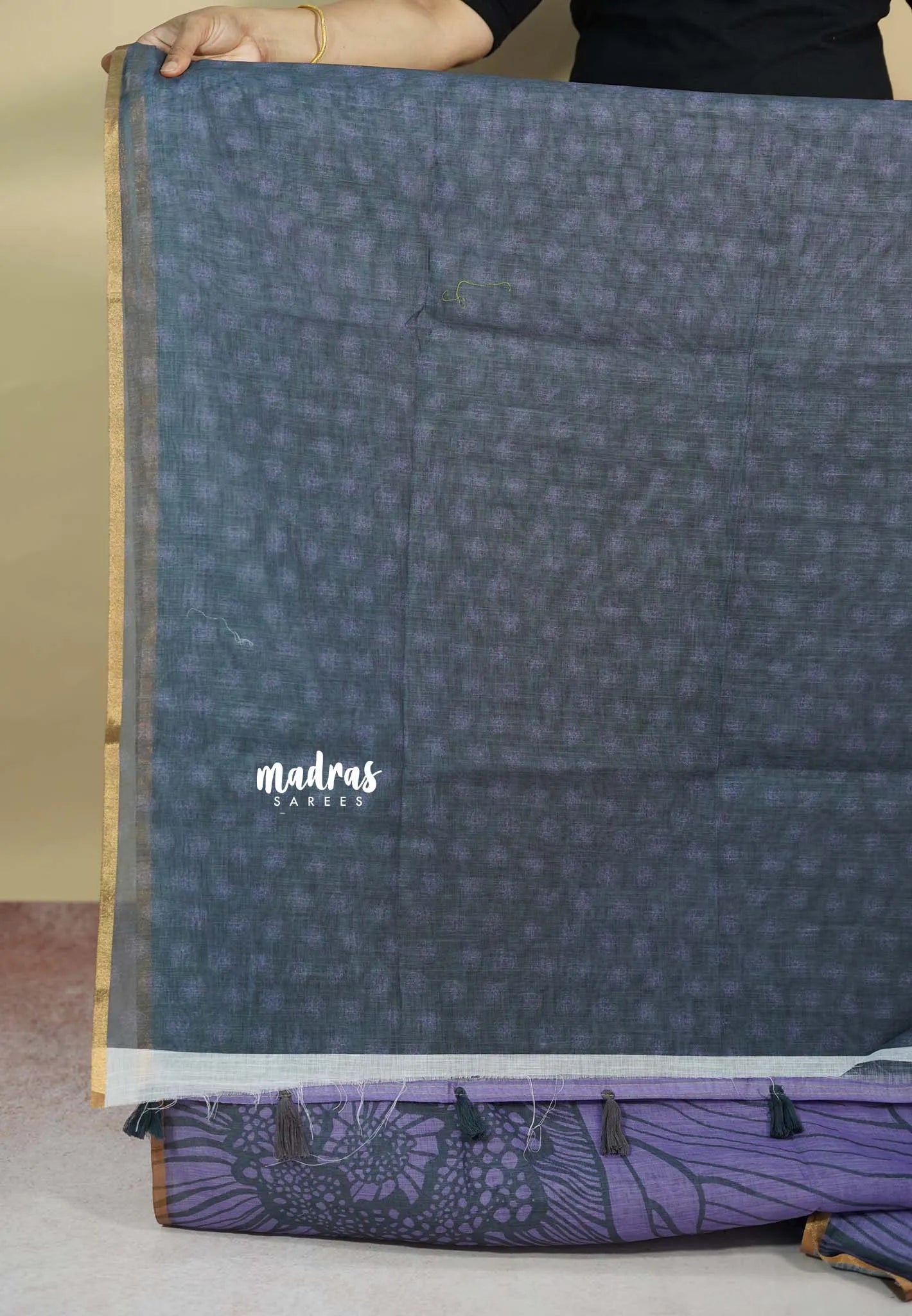 Lavender - Isha - Chanderi cotton with big floral prints with tiny boder Design 1