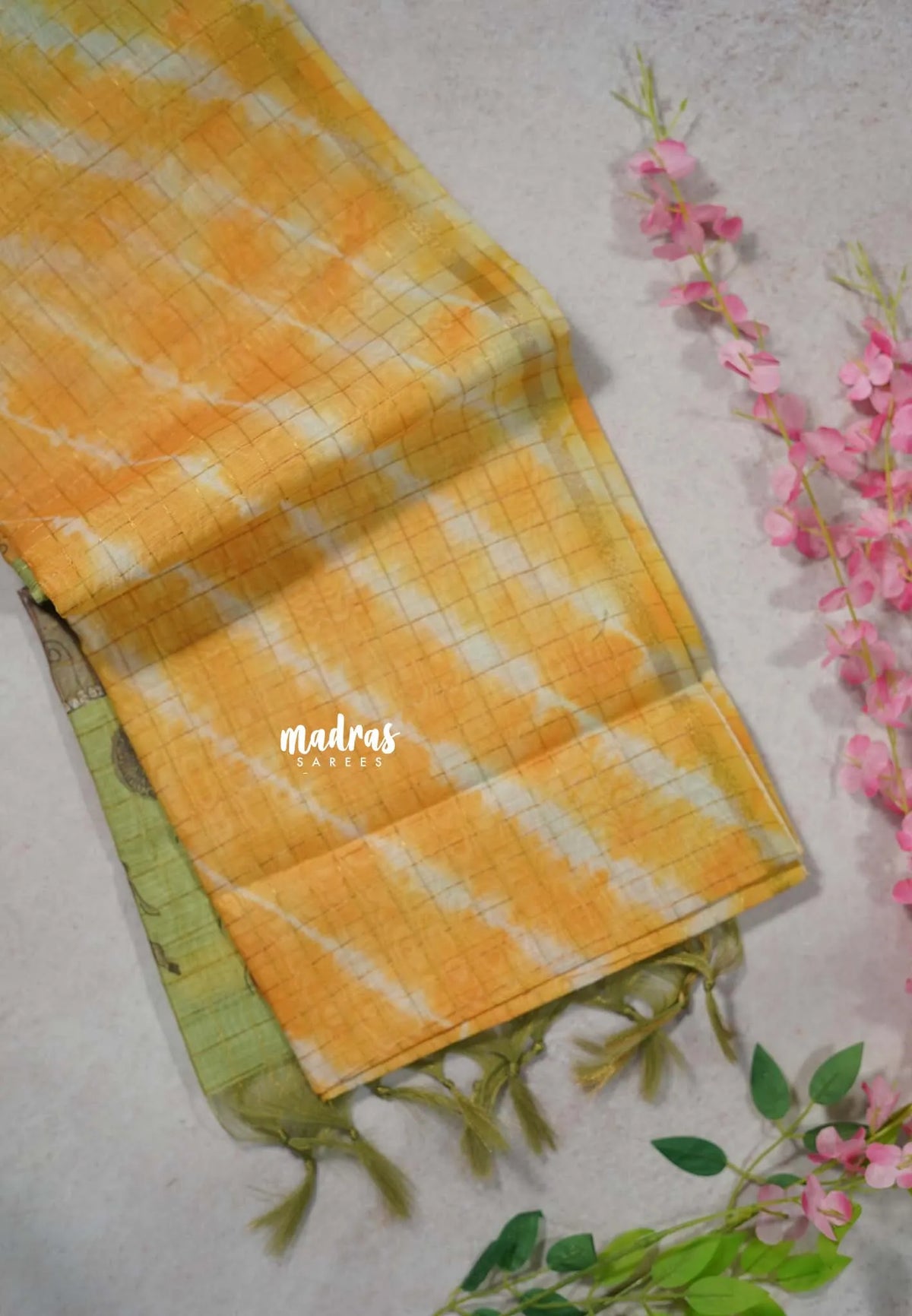Mango Yellow - Isha - Chanderi cotton with tie and dye print and kalamkari pallu - Perfect for Office Wear | corporate meetings | College wear