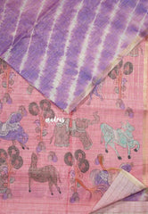 Purple Glow - Isha - Chanderi cotton with tie and dye print and kalamkari pallu - Perfect for Office Wear | corporate meetings | College wear