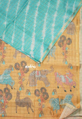 Aqua Green - Isha - Chanderi cotton with tie and dye print and kalamkari pallu - Perfect for Office Wear | corporate meetings | College wear