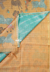 Aqua Green - Isha - Chanderi cotton with tie and dye print and kalamkari pallu - Perfect for Office Wear | corporate meetings | College wear