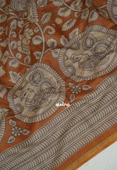 Mustard Brown - Isha - Fancy Chanderi Silk with Kalamkari Prints - Best for Office Wear | Casual Wear