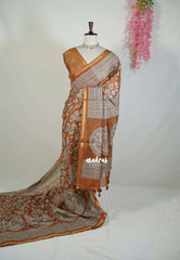 Mustard Brown - Isha - Fancy Chanderi Silk with Kalamkari Prints - Best for Office Wear | Casual Wear
