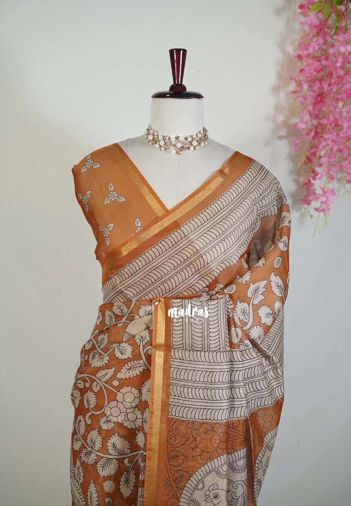 Mustard Brown - Isha - Fancy Chanderi Silk with Kalamkari Prints - Best for Office Wear | Casual Wear