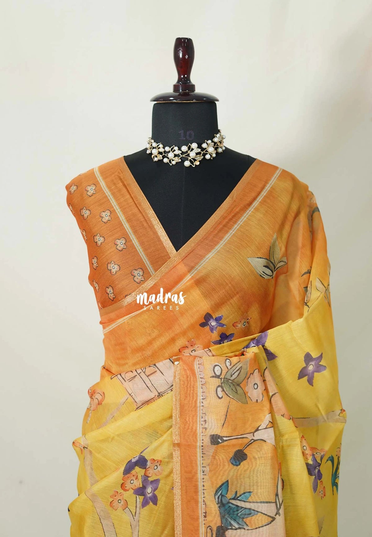 Saffron Yellow - Isha - Chanderi Cotton Saree Trendy Prints - Perfect for Office Wear | corporate meetings | College