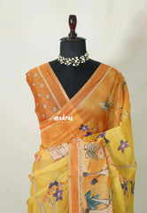 Saffron Yellow - Isha - Chanderi Cotton Saree Trendy Prints - Perfect for Office Wear | corporate meetings | College