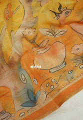 Saffron Yellow - Isha - Chanderi Cotton Saree Trendy Prints - Perfect for Office Wear | corporate meetings | College