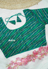 (PREBOOKING) Aazhi - Leheriya print Pure cotton readymade blouse - Teal green