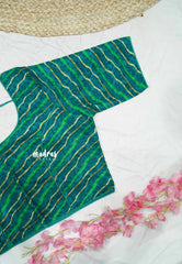 (PREBOOKING) Aazhi - Leheriya print Pure cotton readymade blouse - Teal green