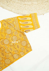 Aazhi Ajrakh print Pure cotton readymade blouse - Yellow