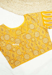 Aazhi Ajrakh print Pure cotton readymade blouse - Yellow