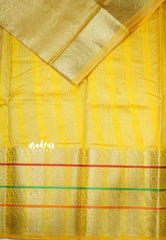 Janhvi - Banarasi crushed tissue multiborder saree - Golden yellow