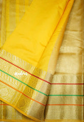 Janhvi - Banarasi crushed tissue multiborder saree - Golden yellow