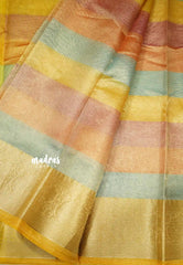 Janhvi - Banarasi crushed tissue saree candy cotton colors - Yellow border