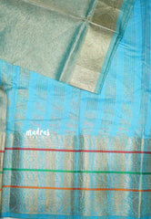 Janhvi - Banarasi crushed tissue multiborder saree - Blue