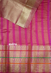 Janhvi - Banarasi crushed tissue multiborder saree - Baby pink