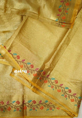 Janhvi - Banarasi crushed tissue meenakari border - Golden yellow