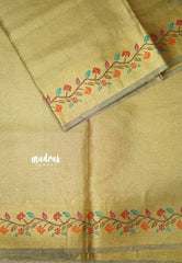 Janhvi - Banarasi crushed tissue meenakari border - Pastel grey