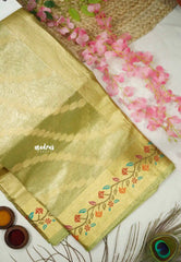 Janhvi - Banarasi crushed tissue meenakari border - Pastel green